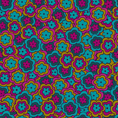 Floral seamless pattern. Colorful simple flowers. Vector background. 