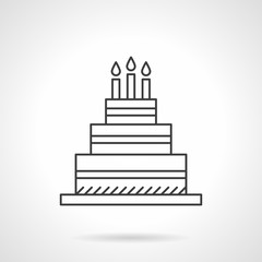 Birthday cake flat line design vector icon