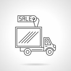 Van for sale flat line design vector icon