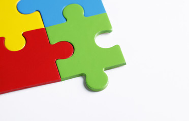Colorful jigsaw puzzles with copy space