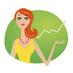 Successful business woman investments market stock