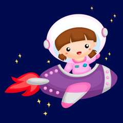 Girl riding a rocket