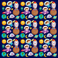 Fototapeta na wymiar Kids at the outer space background