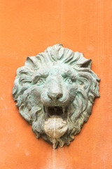 Stucco face of a lion.