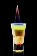 Colourful cocktail on the black background