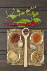 Spices for food preparation. Decorations for creating the menu.
