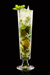 Colourful cocktail on the black background