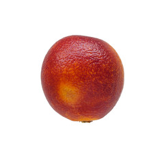 Single colorful red sicilian orange isolated on white