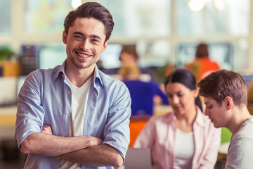 Obraz premium Young freelancers working