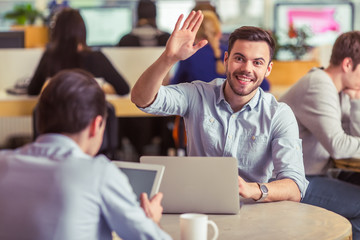 Young freelancers working © georgerudy