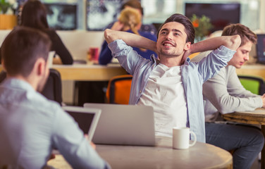 Fototapeta premium Young freelancers working