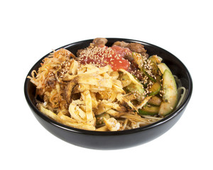 Korean noodles, isolated on the white