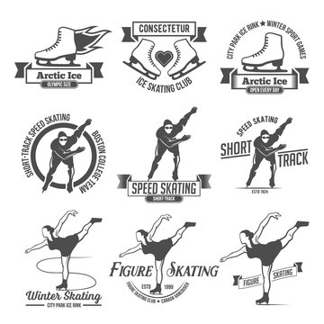 Ice Skating Label Logo Set