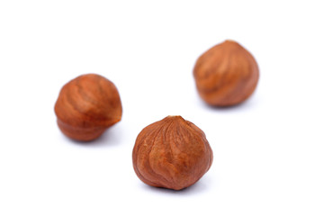 Healthy hazelnut isolated on white background