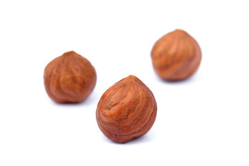 Healthy hazelnut isolated on white background