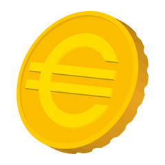 Obraz premium Gold coin with Euro sign icon, cartoon style