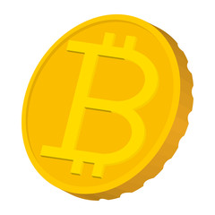Obraz premium Gold coin with Bitcoin sign icon, carton style
