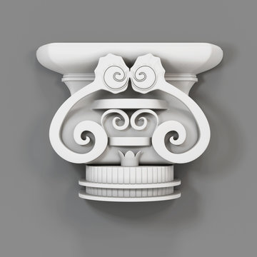 Architectural decorative element on a gray background. 3d render image.