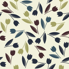 Decorative endless pattern with colorful spring tulips flowers
