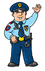 Funny policeman. Children vector illustration