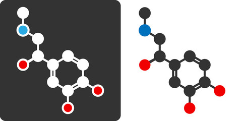 Adrenaline (epinephrin, adrenalin) molecule, flat icon style.  © molekuul.be