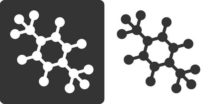 Para-xylene molecule, flat icon style. 
