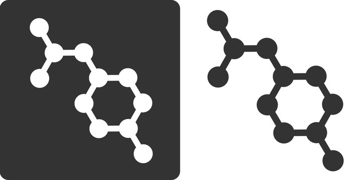 Paracetamol (acetaminophen) drug molecule, flat icon style. 