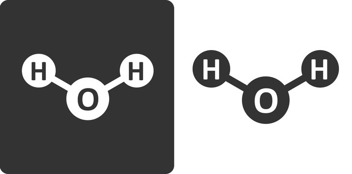 Water (H2O) molecule, flat icon style. Atoms shown as circles.