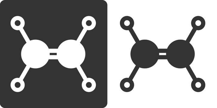 Ethylene (ethene) molecule, flat icon style. 