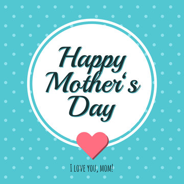 Vintage graphics for Mother’s Day. Abstract background in trendy vintage style with polka dots and heart. Lettering. Greeting card, poster, flyer, typography, gift card. Mother’s Day design.
