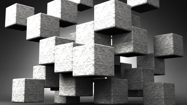 Stone Cube Abstract On Black Background