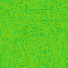Thin Ecology Environment Line Seamless Green Pattern