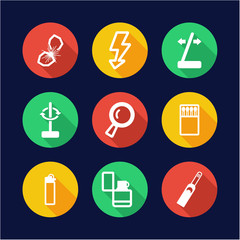 Fire Making Tools Icons Flat Design Circle