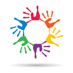 Vector conceptual children painted hand print isolated