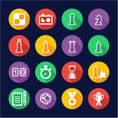 Chess Icons Flat Design Circle