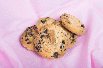 cookies with chocolate on a table