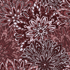 Seamless mandala pattern for printing on fabric or paper. Hand drawn background. Islam, Arabic, Indian, ottoman motifs.