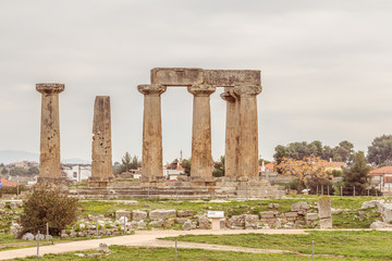 Fototapeta na wymiar Temple of Apollo in Ancient Corinth, Greece