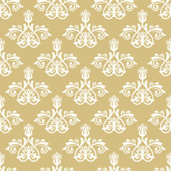 Oriental vector classic nice golden and white ornament. Seamless abstract background