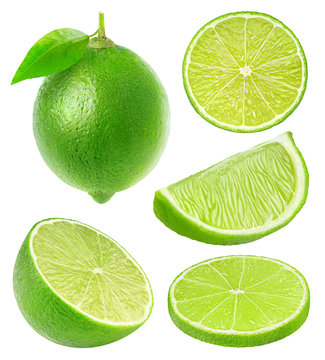 Collection of isolated lime slices