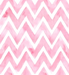 Wall murals Chevron Chevron of pink color on white background. Watercolor seamless pattern
