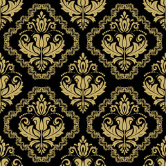 Seamless oriental ornament in the style of baroque. Traditional classic golden vector pattern