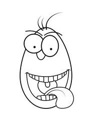 Crazy Easter egg with tongue vector symbol , icon  design. Spring illustration isolated on white background.