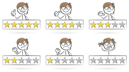 Bewertung mit Sterne Ranking Umfrage Kunde