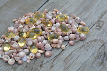 Cod liver oil and shells