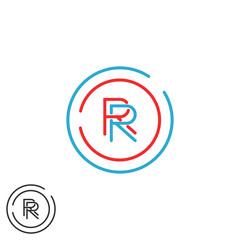 Combination RR logo hipster monogram letter R group, overlapping thin line circle fame business card emblem