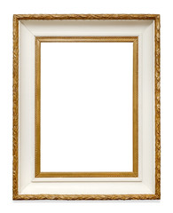 White vintage picture frame isolated on white background.