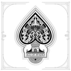Ace of spades castle and thistle pattern inside. Black on white