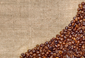 frame of coffee beans on burlap