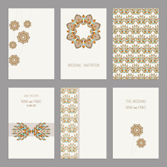 Fototapeta premium Vector Set of vintage cards templates editable. 